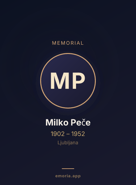 Memorial portrait of Milko Peče