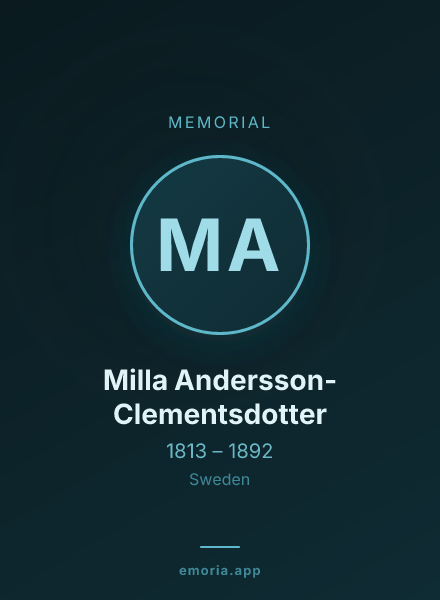 Memorial portrait of Milla Andersson-Clementsdotter