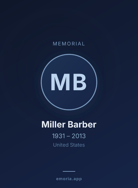 Memorial portrait of Miller Barber