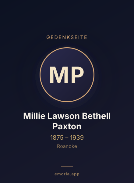 Gedenkportrait von Millie Lawson Bethell Paxton