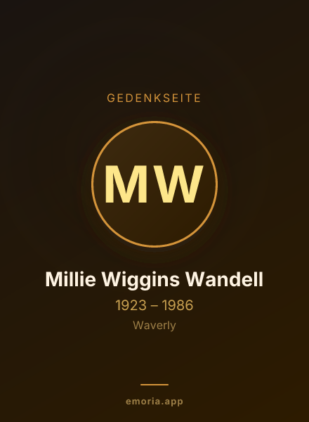 Gedenkportrait von Millie Wiggins Wandell