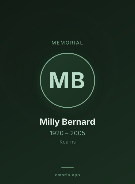 Memorial portrait of Milly Bernard