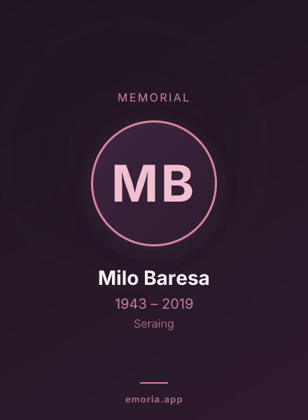 Memorial portrait of Milo Baresa