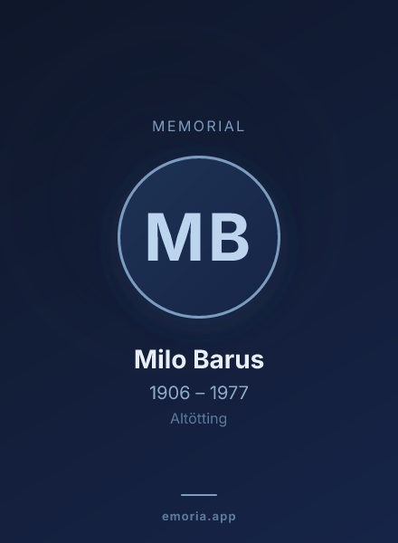 Memorial portrait of Milo Barus