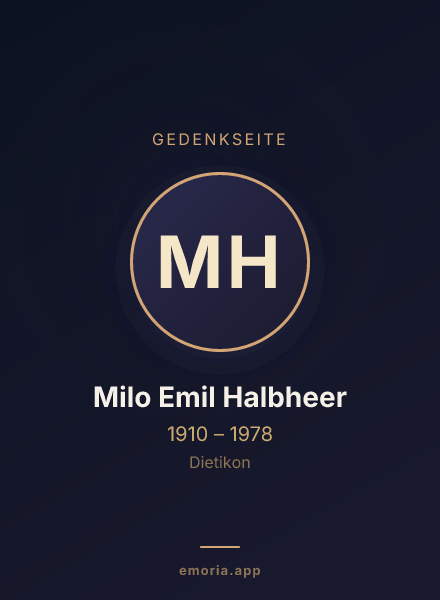 Gedenkportrait von Milo Emil Halbheer