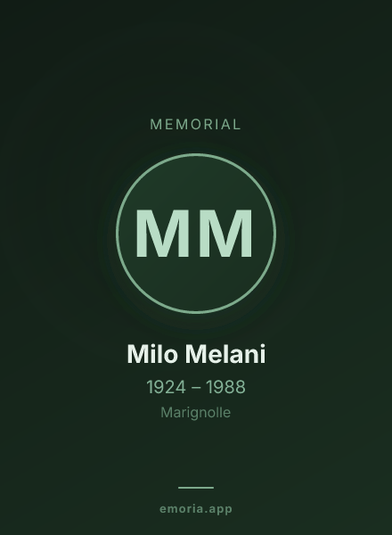 Memorial portrait of Milo Melani