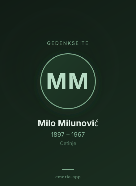 Gedenkportrait von Milo Milunović