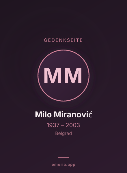 Gedenkportrait von Milo Miranović