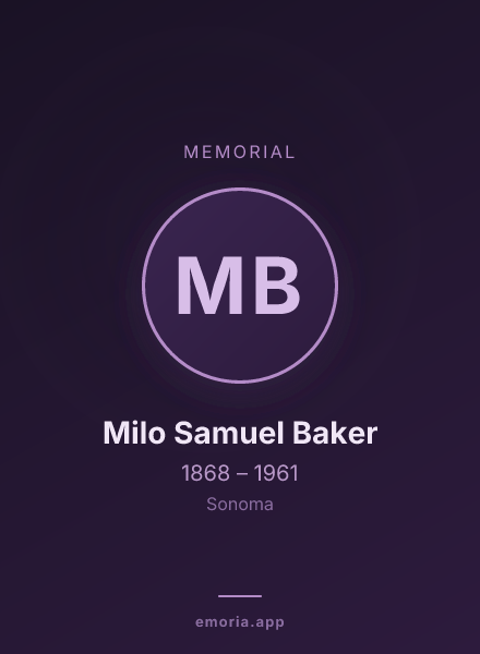 Memorial portrait of Milo Samuel Baker