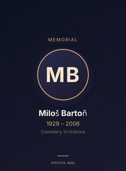 Memorial portrait of Miloš Bartoň
