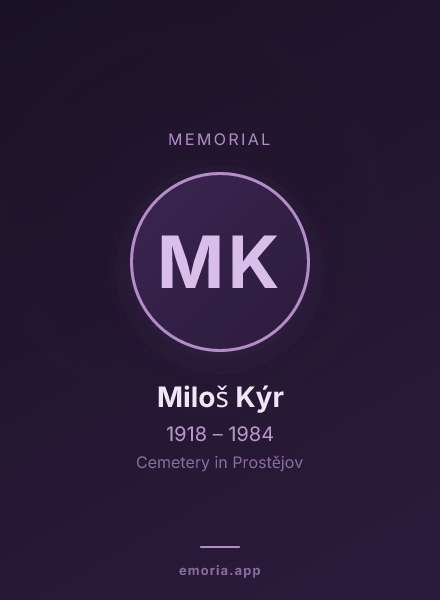 Memorial portrait of Miloš Kýr