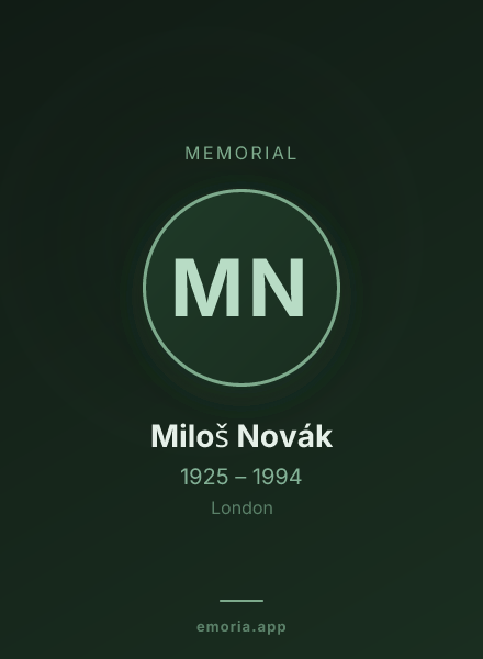 Memorial portrait of Miloš Novák