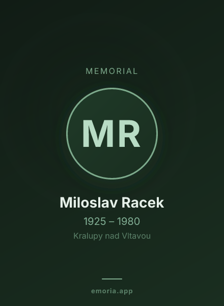 Memorial portrait of Miloslav Racek