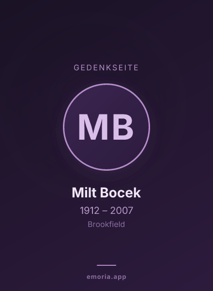 Gedenkportrait von Milt Bocek