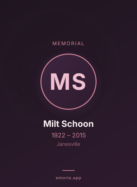 Memorial portrait of Milt Schoon