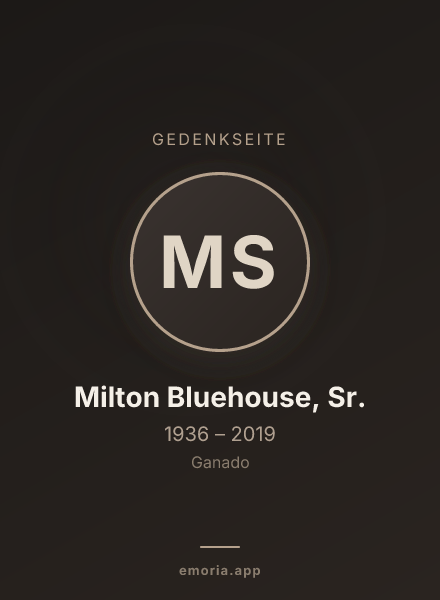 Gedenkportrait von Milton Bluehouse, Sr.