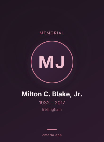 Memorial portrait of Milton C. Blake, Jr.