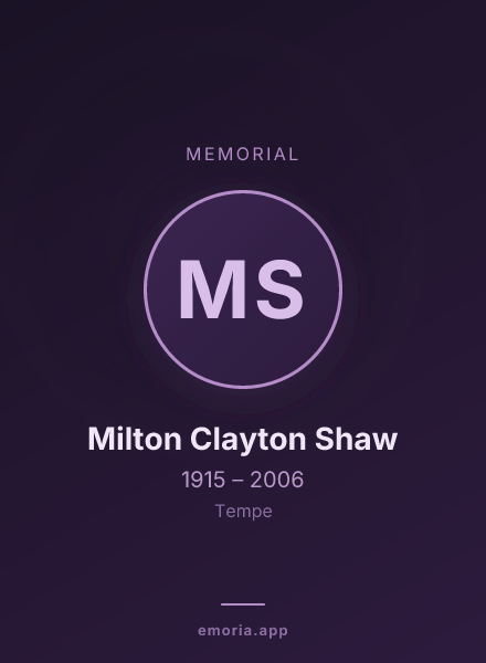 Memorial portrait of Milton Clayton Shaw