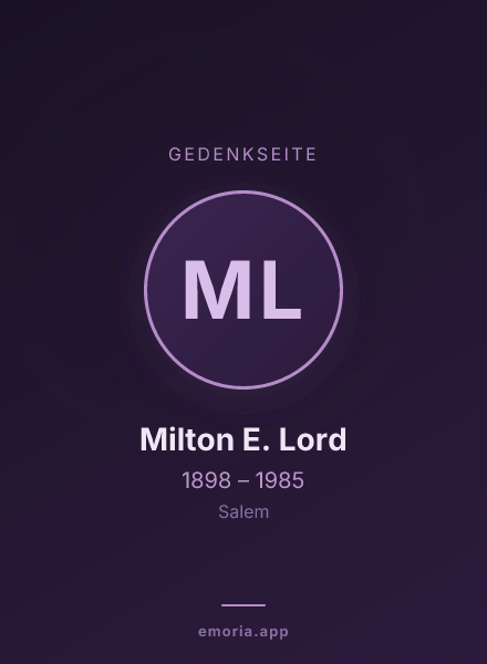 Gedenkportrait von Milton E. Lord