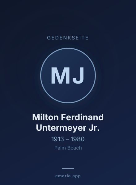 Gedenkportrait von Milton Ferdinand Untermeyer Jr.