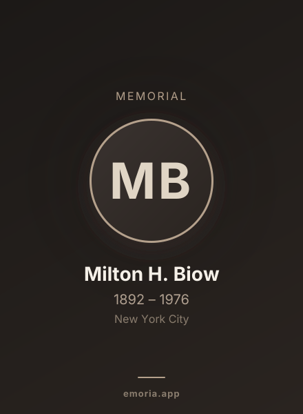 Memorial portrait of Milton H. Biow