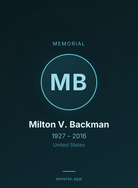 Memorial portrait of Milton V. Backman