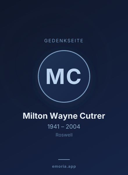 Gedenkportrait von Milton Wayne Cutrer