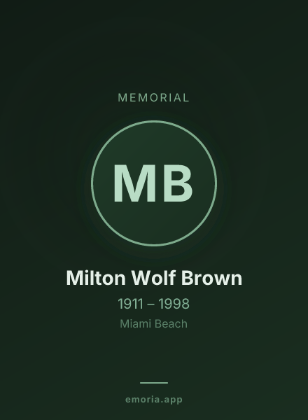 Memorial portrait of Milton Wolf Brown