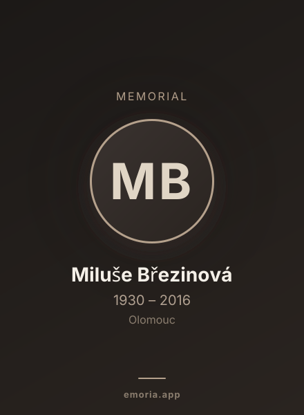 Memorial portrait of Miluše Březinová