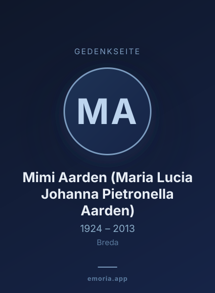 Gedenkportrait von Mimi Aarden (Maria Lucia Johanna Pietronella Aarden)