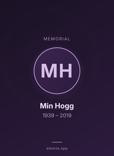 Memorial portrait of Min Hogg