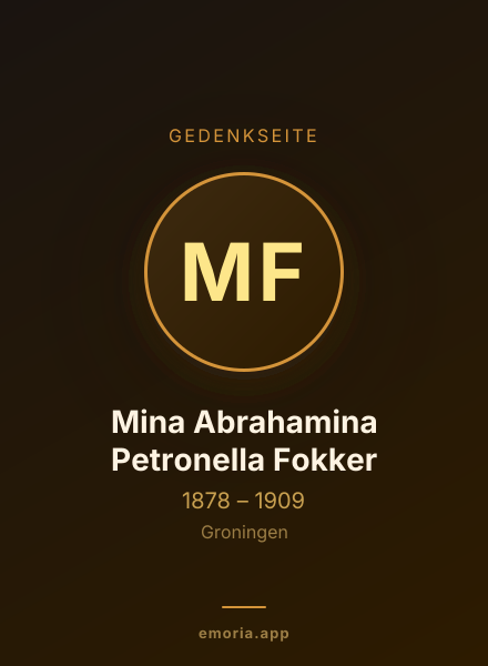 Gedenkportrait von Mina Abrahamina Petronella Fokker