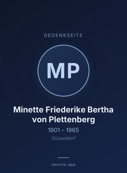 Gedenkportrait von Minette Friederike Bertha von Plettenberg