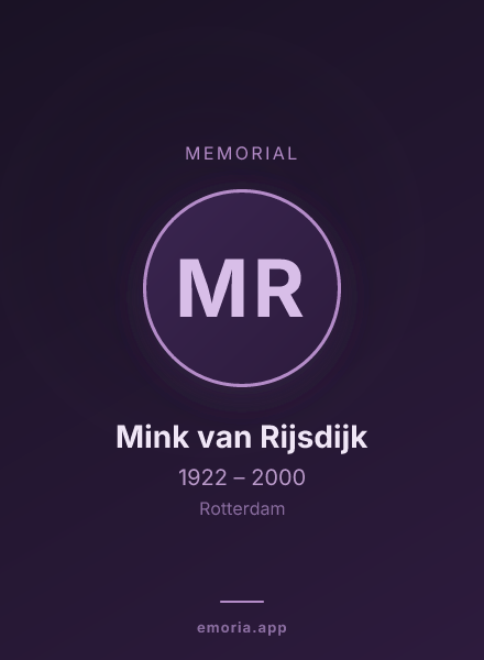 Memorial portrait of Mink van Rijsdijk