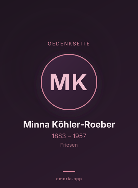 Gedenkportrait von Minna Köhler-Roeber