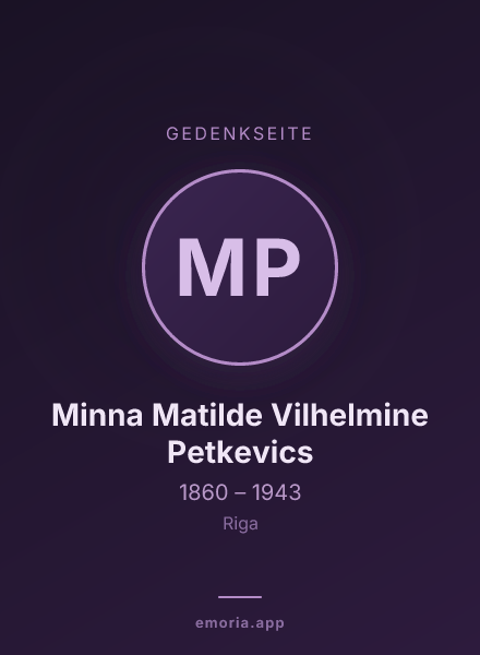 Gedenkportrait von Minna Matilde Vilhelmine Petkevics