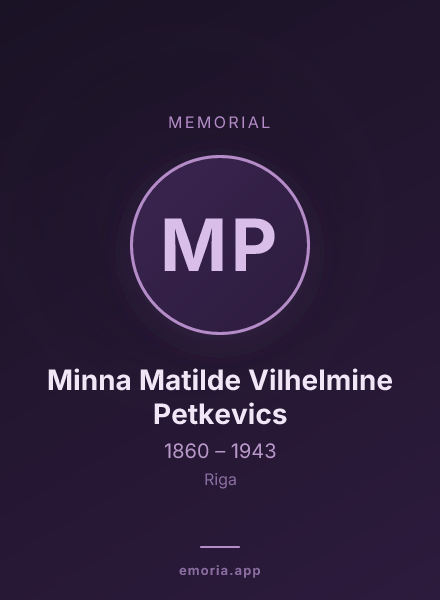 Memorial portrait of Minna Matilde Vilhelmine Petkevics