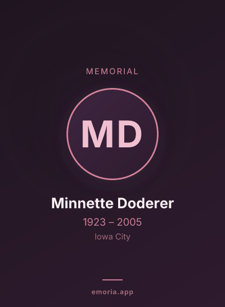 Memorial portrait of Minnette Doderer