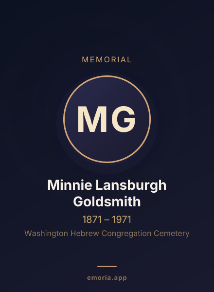 Memorial portrait of Minnie Lansburgh Goldsmith