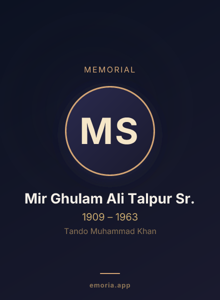 Memorial portrait of Mir Ghulam Ali Talpur Sr.