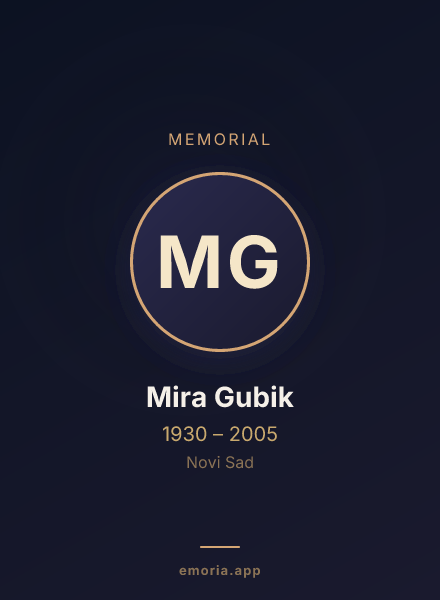 Memorial portrait of Mira Gubik