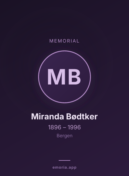 Memorial portrait of Miranda Bødtker