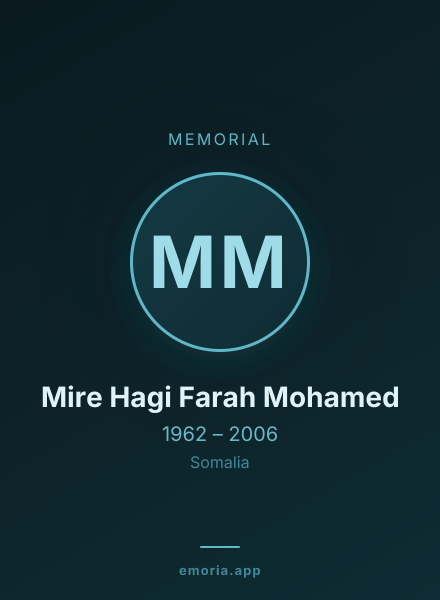Memorial portrait of Mire Hagi Farah Mohamed