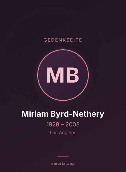Gedenkportrait von Miriam Byrd-Nethery