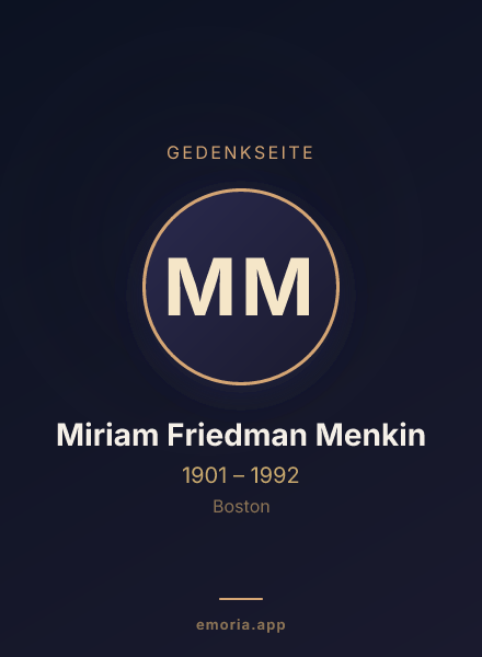 Gedenkportrait von Miriam Friedman Menkin