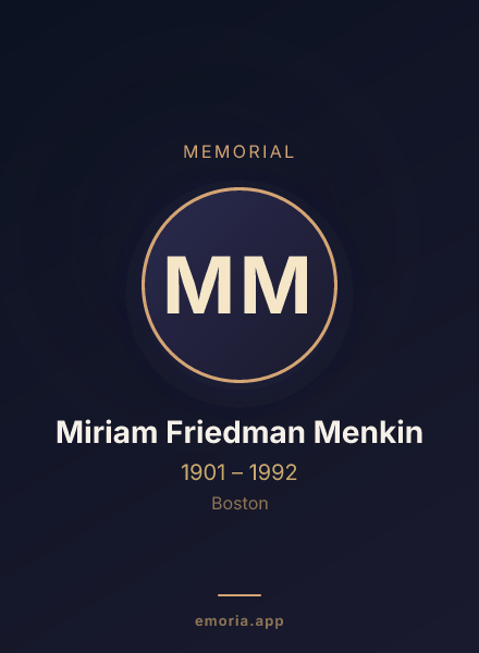 Memorial portrait of Miriam Friedman Menkin