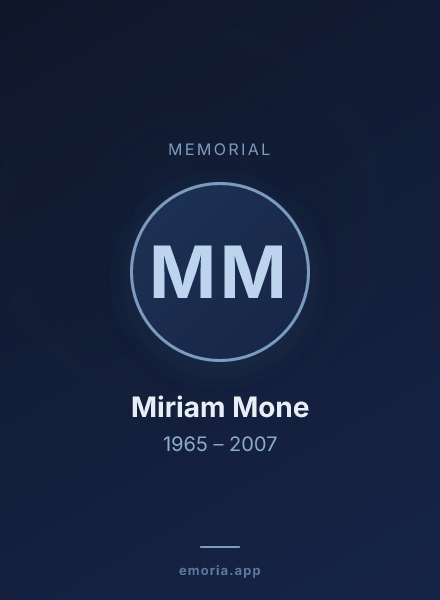 Memorial portrait of Miriam Mone