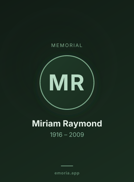 Memorial portrait of Miriam Raymond
