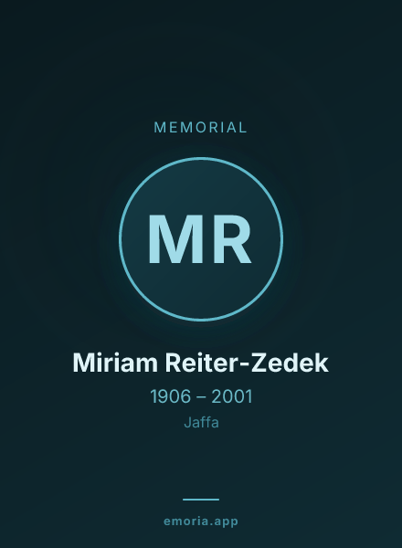 Memorial portrait of Miriam Reiter-Zedek