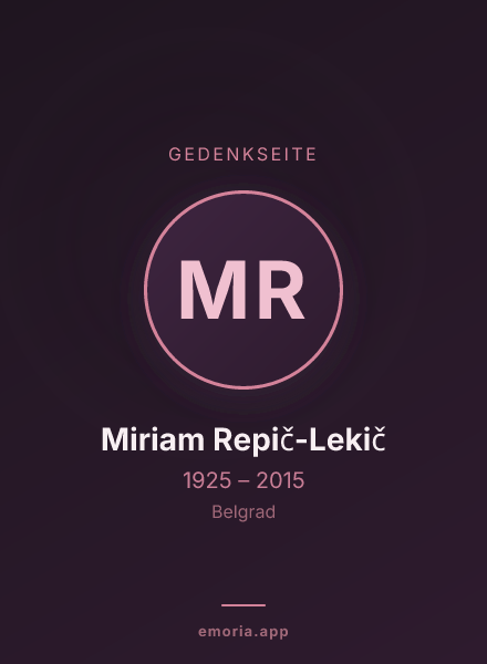 Gedenkportrait von Miriam Repič-Lekič